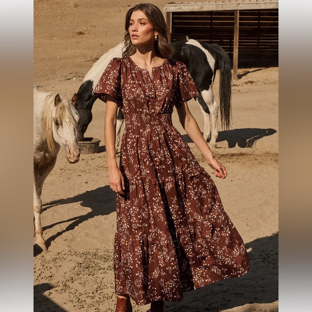 Sugarlips Floral Palmer Poplin Tiered Maxi